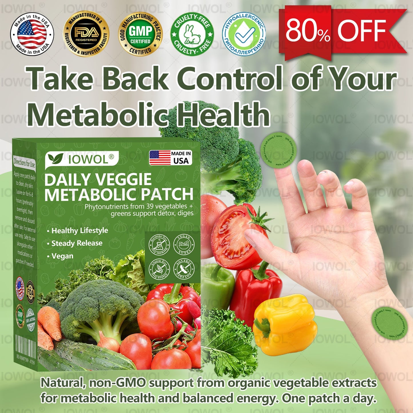 🥦 Offizieller Shop | 39 Gemüse + Greens für Detox, Verdauung & Stoffwechsel – Mehr Energie jeden Tag mit dem IOWOL® Patch