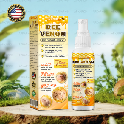 Instant Recovery🔥FDA Official: APKAPK® Bee Venom Skin Restoration Spray - Anti-aging, Hydrating, Skin Firming & Lifting, Skin Repair, Even Tone, Acne and Dark Spot Treatment, Wart and Mole Removal, and Psoriasis Relief.