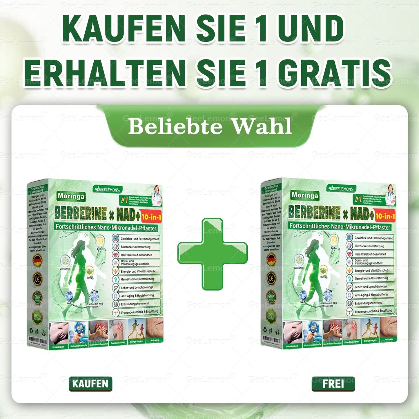 Gee𝐋𝐞𝐦on® Moringa · Berberin × NAD+ 10-in-1 Fortschrittliches Nano-Mikronadel-Pflaster⭐⭐⭐⭐