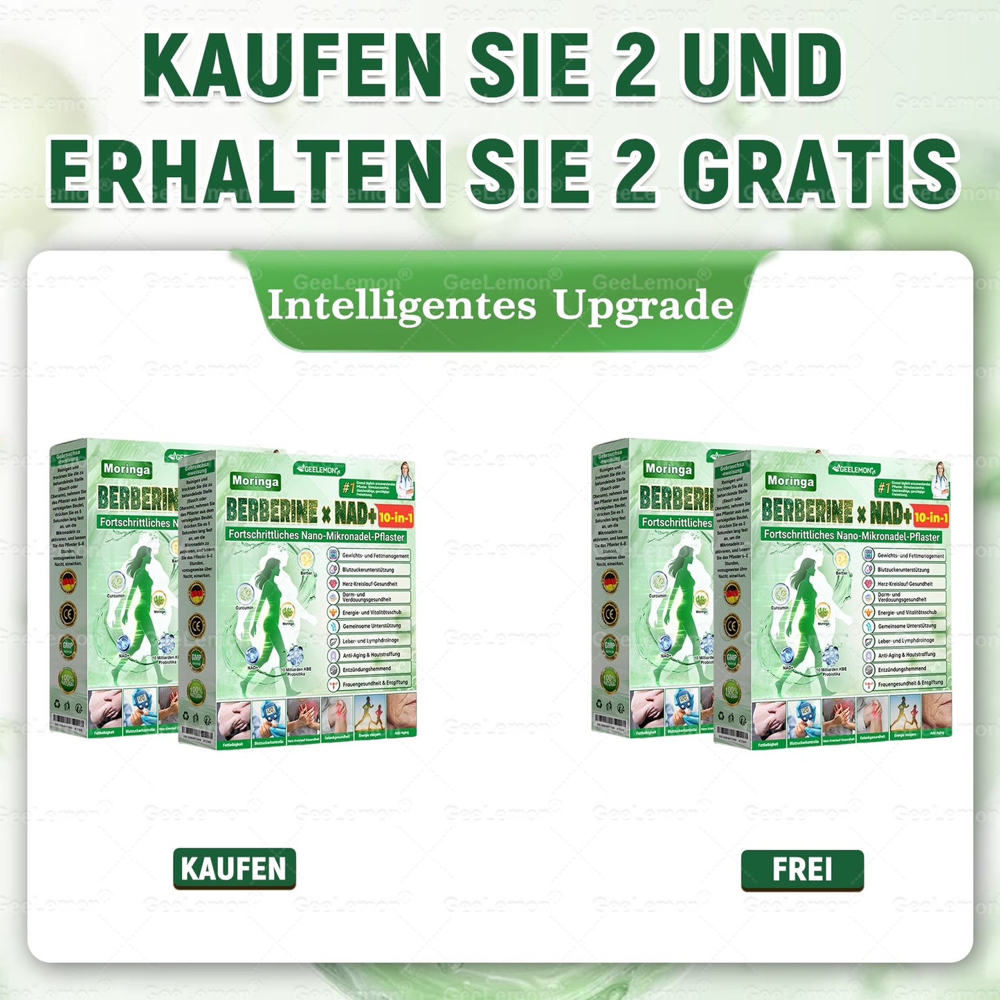 Gee𝐋𝐞𝐦on® Moringa · Berberin × NAD+ 10-in-1 Fortschrittliches Nano-Mikronadel-Pflaster⭐⭐⭐⭐